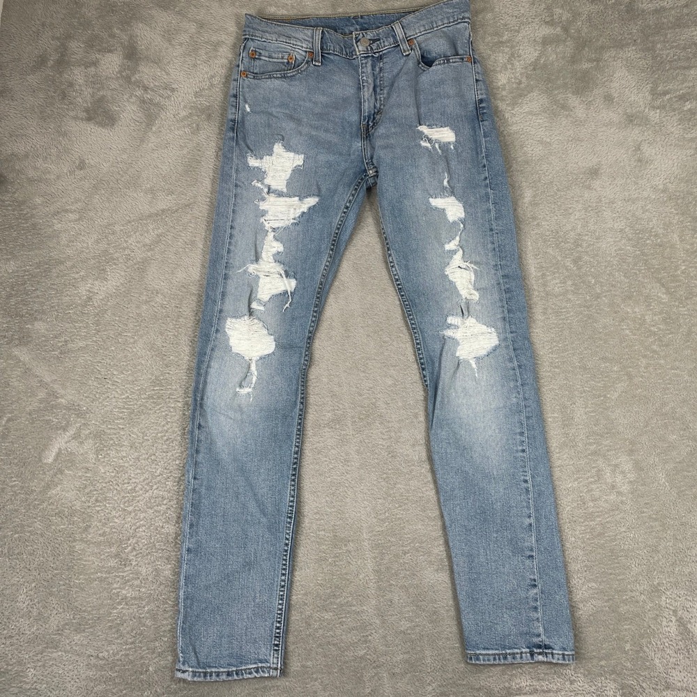 Levi's 512 Slim Taper Jeans Mens 30x32 Blue Distressed Ripped Denim Streetwear